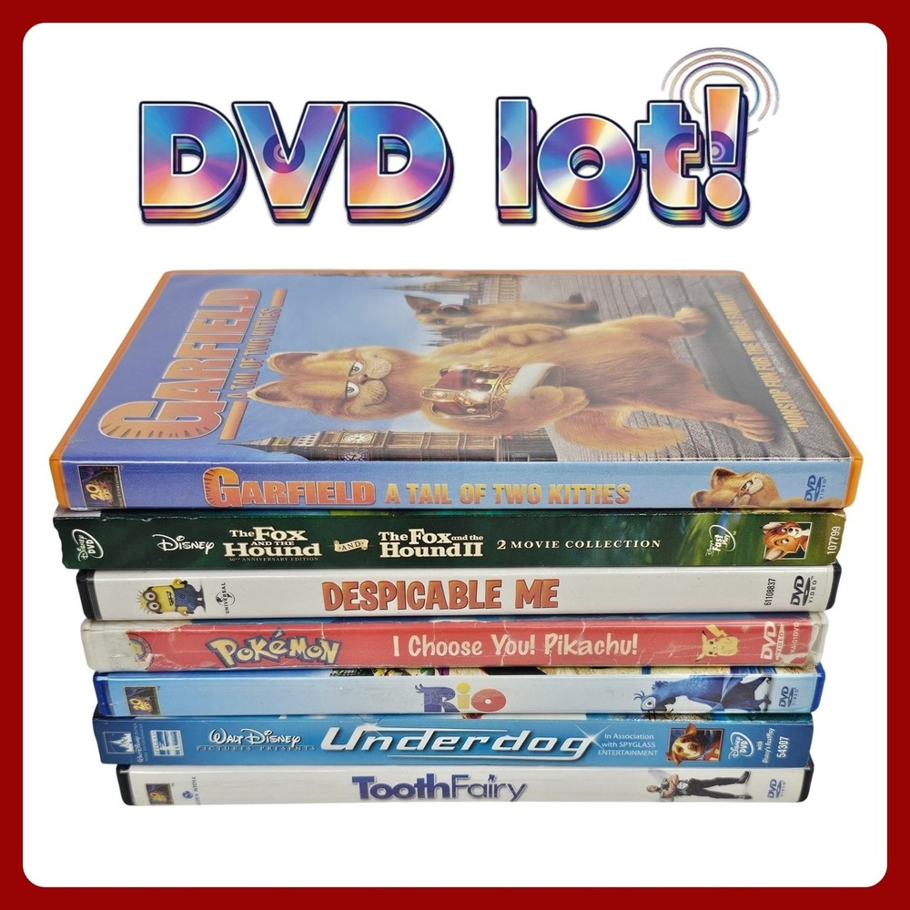 DVD Lot Kids Family Garfield Despicable Me‎ Rio Pokemon Fox Hound 7 Movie Bundle